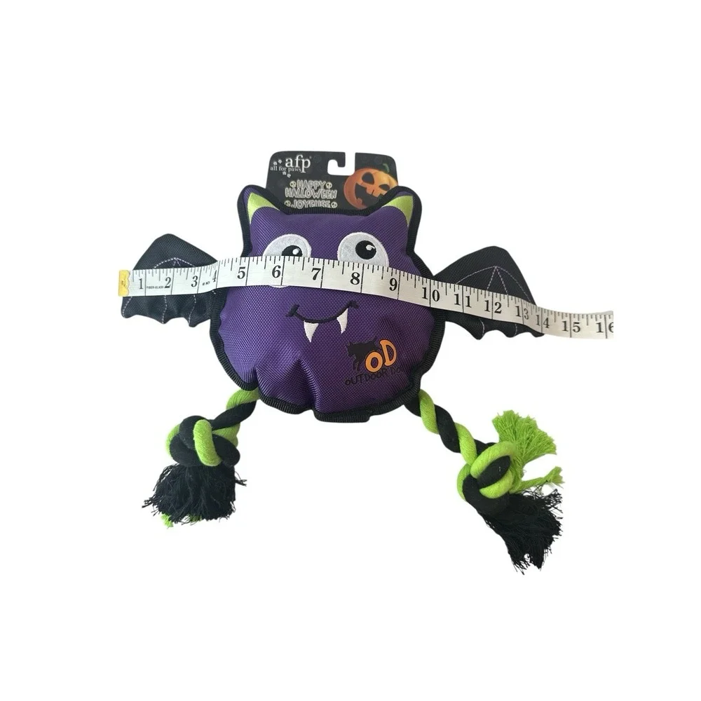 New afp All For Paws Halloween Dog Toy Bat with Rope Squeaker Push Outdoor‎
